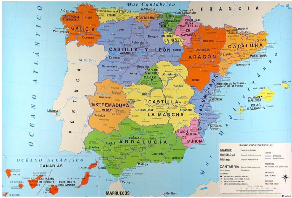 Mapa de España Politico con comunidades y provincias | Descargar e