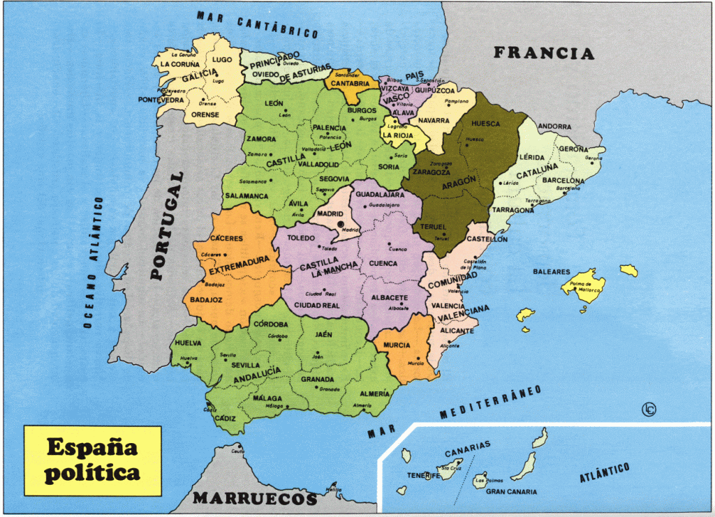 Mapa De España Politico Con Comunidades Y Provincias Descargar E