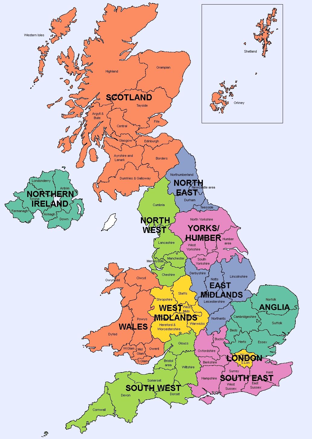 Mapa de Inglaterra | Inglaterra Actual, Antigua y Turística | Descargar