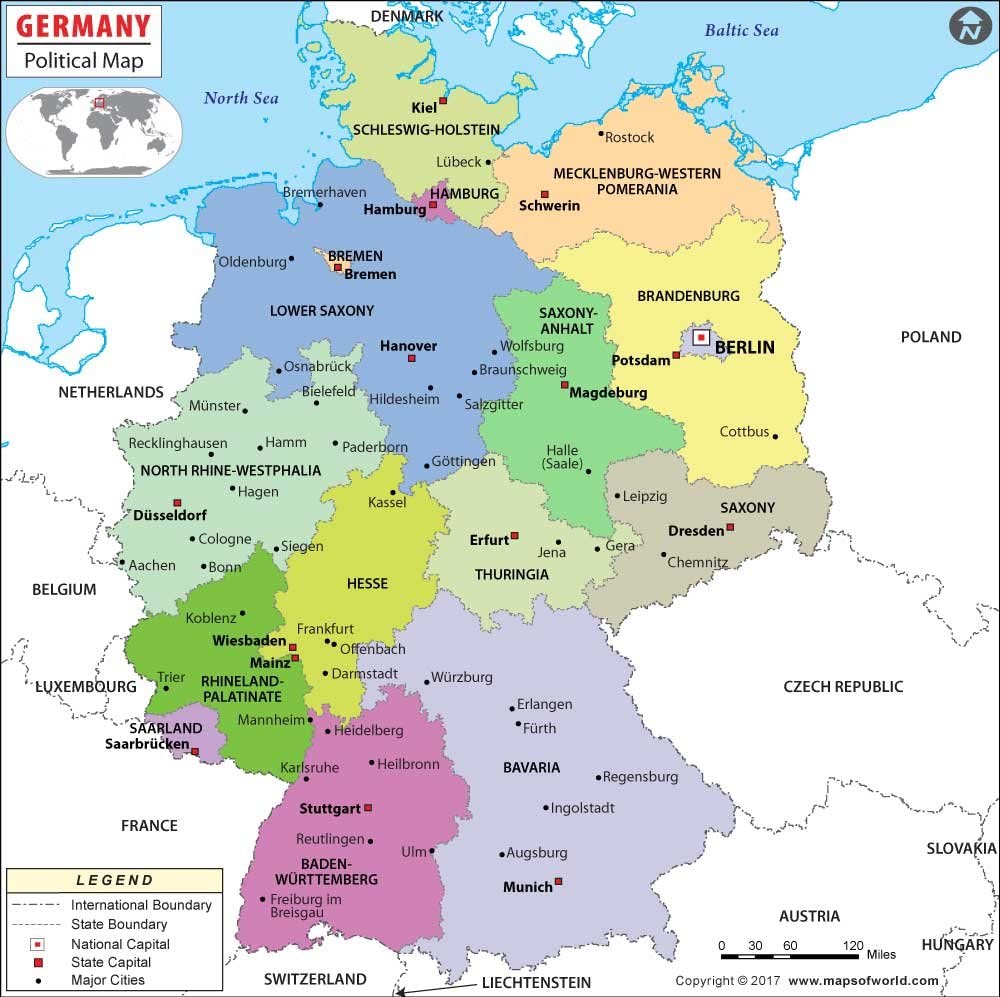 Mapa de Alemania con regiones y ciudades | Mapas de Alemania para