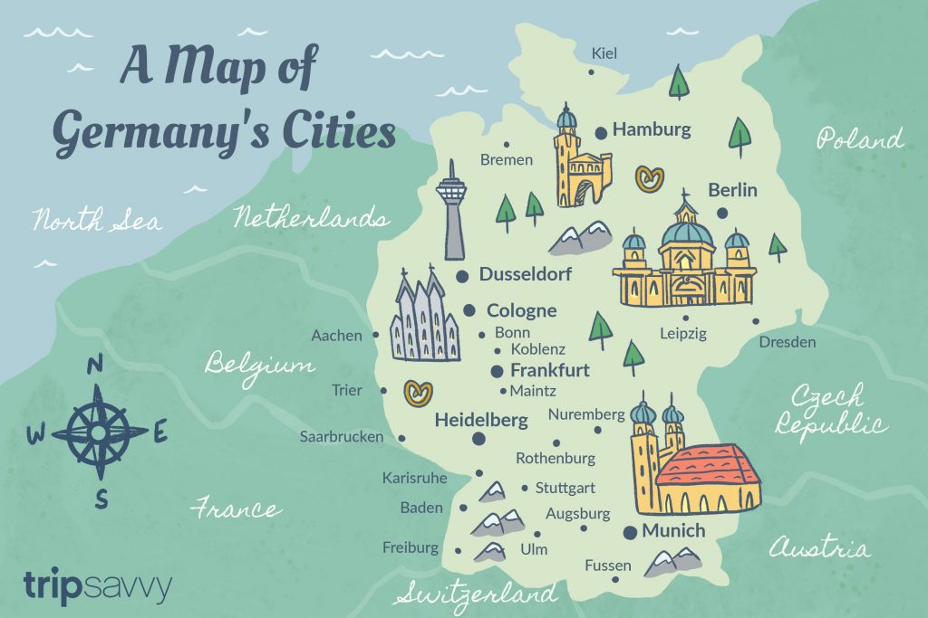Mapa de Alemania con regiones y ciudades | Mapas de Alemania para