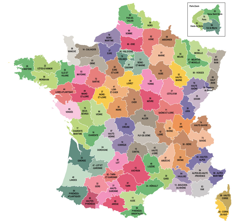 Mapa De Francia De Departamentos Plastificado Gigante Mapas Para ...