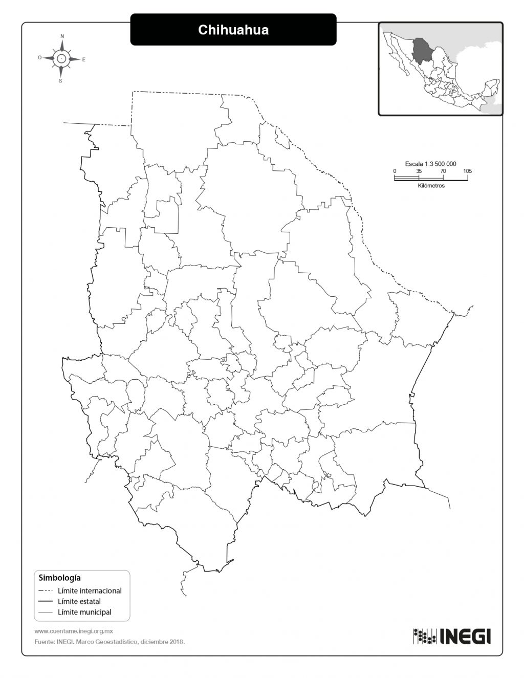 Mapa de Chihuahua con municipios | Estado de Chihuahua México | Mapas.top