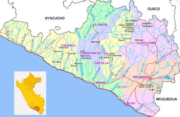 Mapa De Arequipa Provincia Municipios Turístico Y Carreteras De